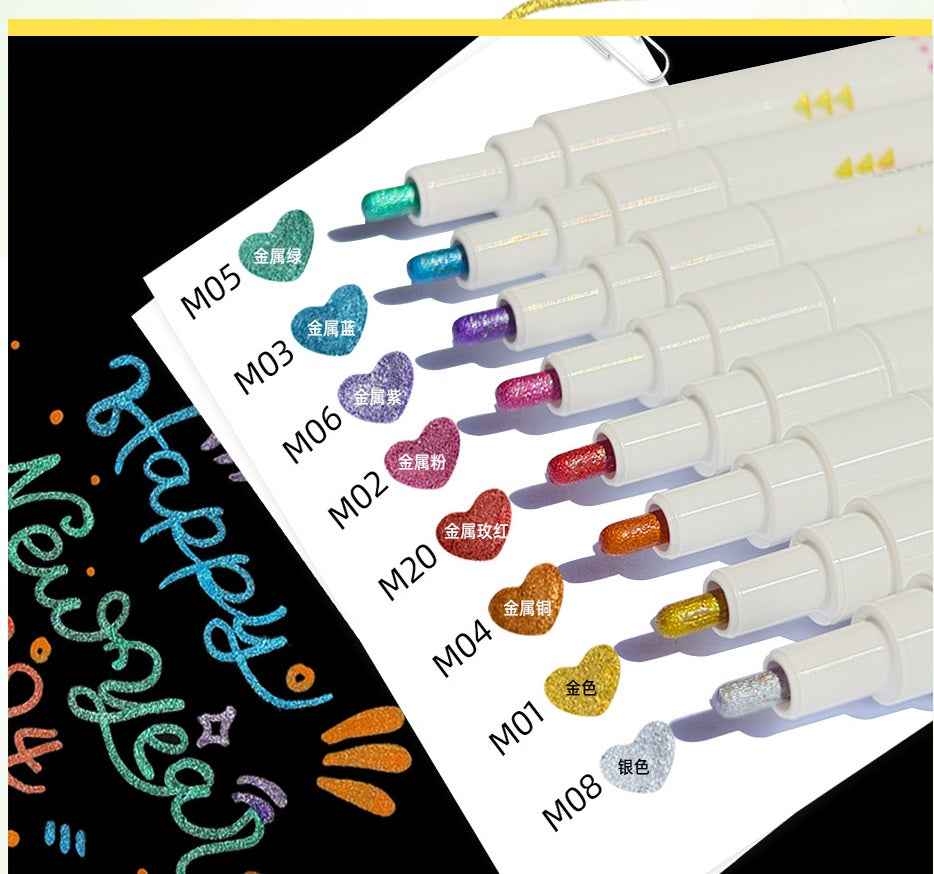 STA Graphmaster 6610 Metallic Markers, Art Supplies, 8 Colors