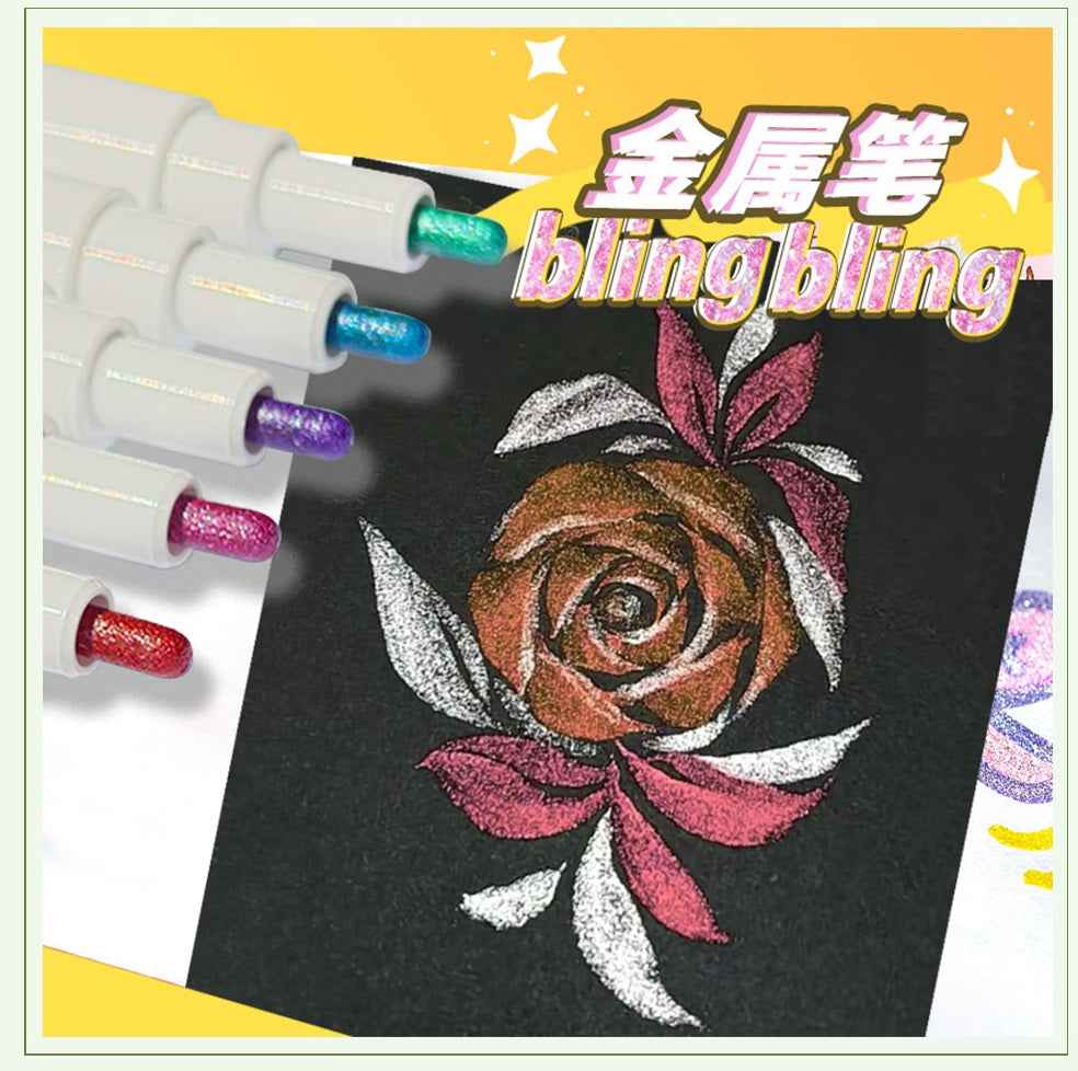 STA Graphmaster 6610 Metallic Markers, Art Supplies, 8 Colors