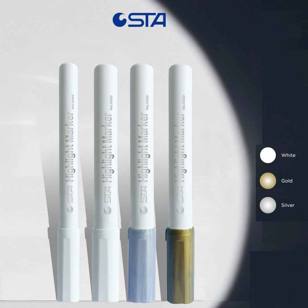 STA Hightlight Marker Gold Silver White - 4 Pack