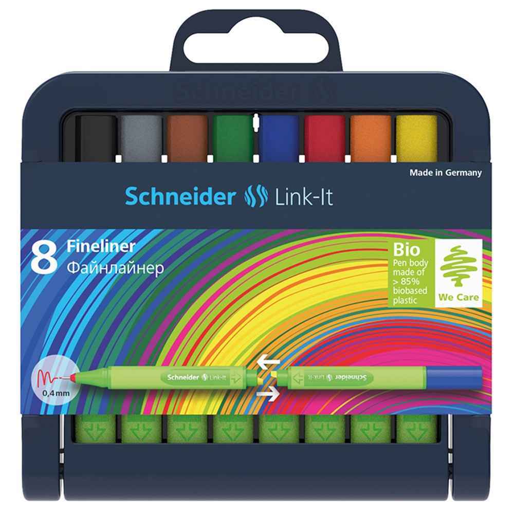 Schneider Link-It Fineliner with Stand-Up Case,0.4mm,16 Colors