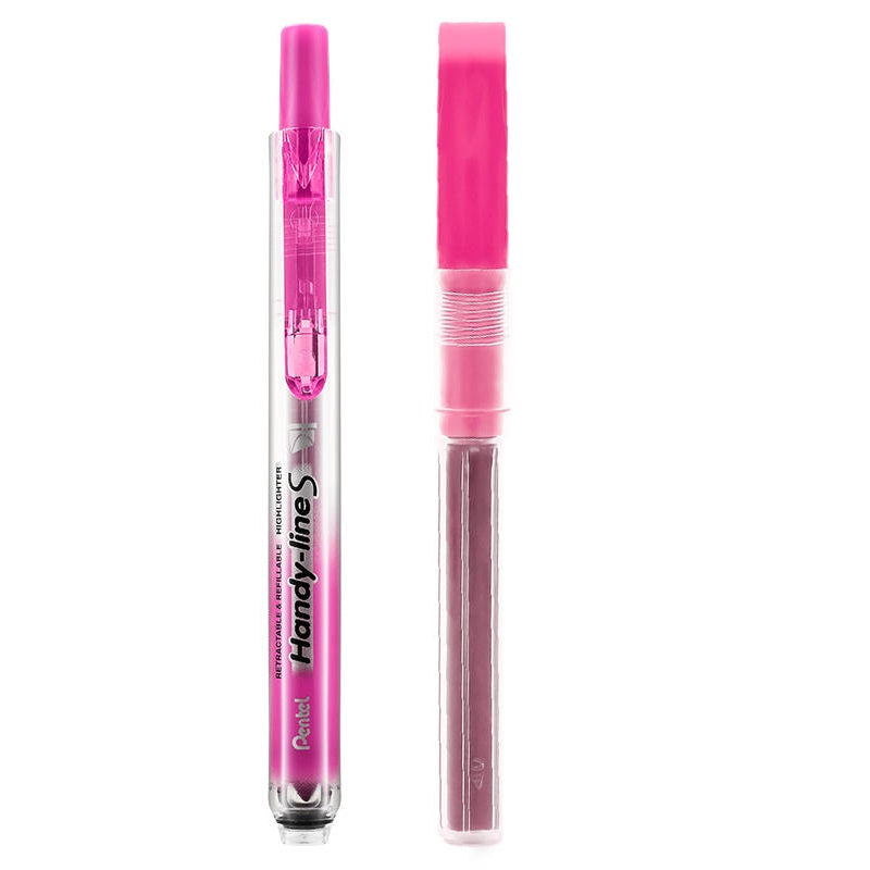 Pentel Handy-line S Retractable Highlighter with Refill, Chisel Tip Pink