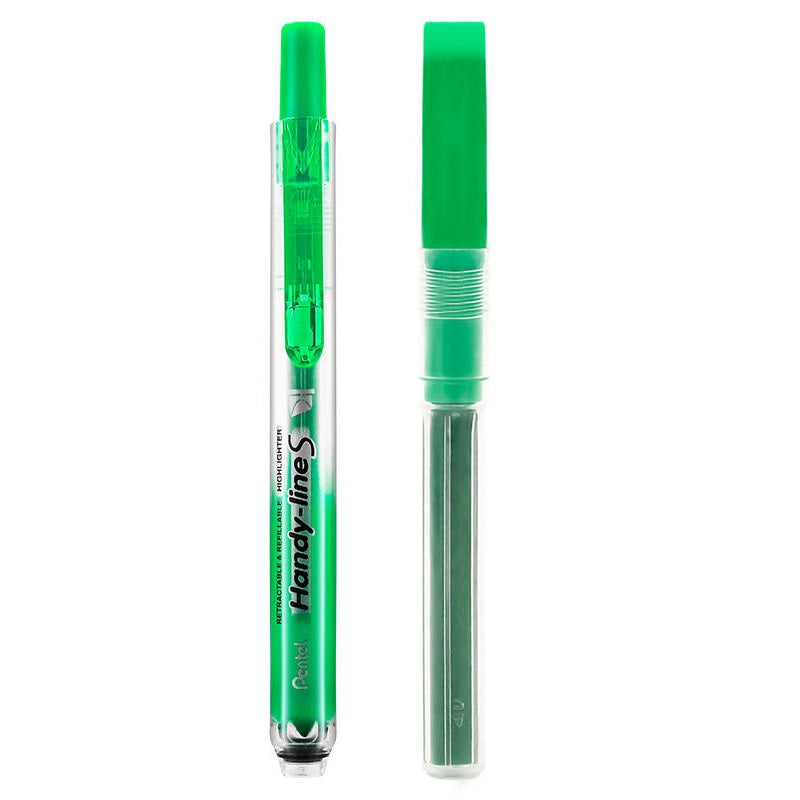 Pentel Handy-line S Retractable Highlighter with Refill, Chisel Tip Green