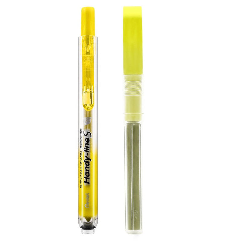 Pentel Handy-line S Retractable Highlighter with Refill, Chisel Tip Yellow