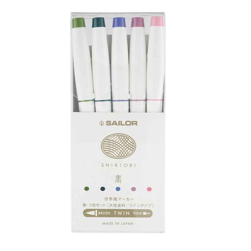 Sailor Shikiori Markers - Dual Tip - Water-Based Pen,Pack of 5