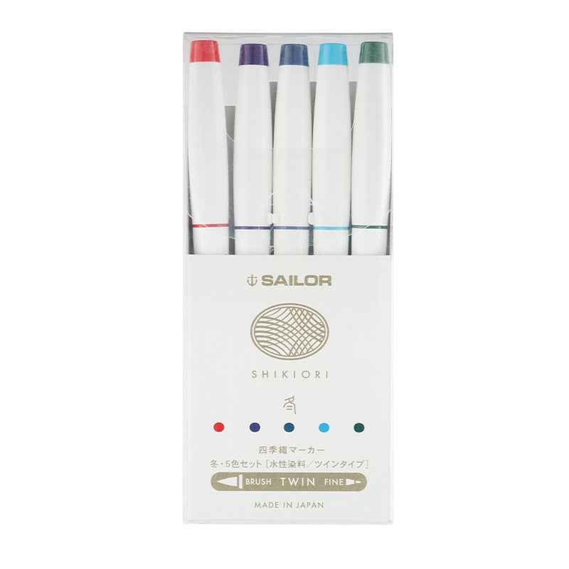 Sailor Shikiori Markers - Dual Tip - Water-Based Pen,Pack of 5