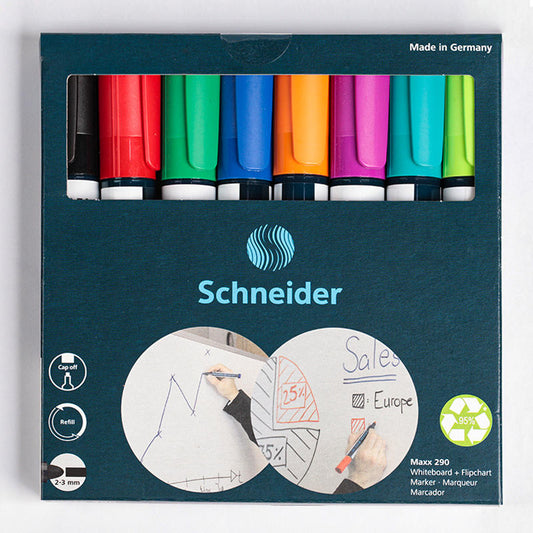 Schneider Maxx 290 Whiteboard Flipchart Marker,2-3 mm,8 Color Pack