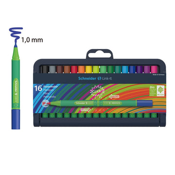Schneider Link-It Fineliner with Stand-Up Case,1.0mm,16 Colors