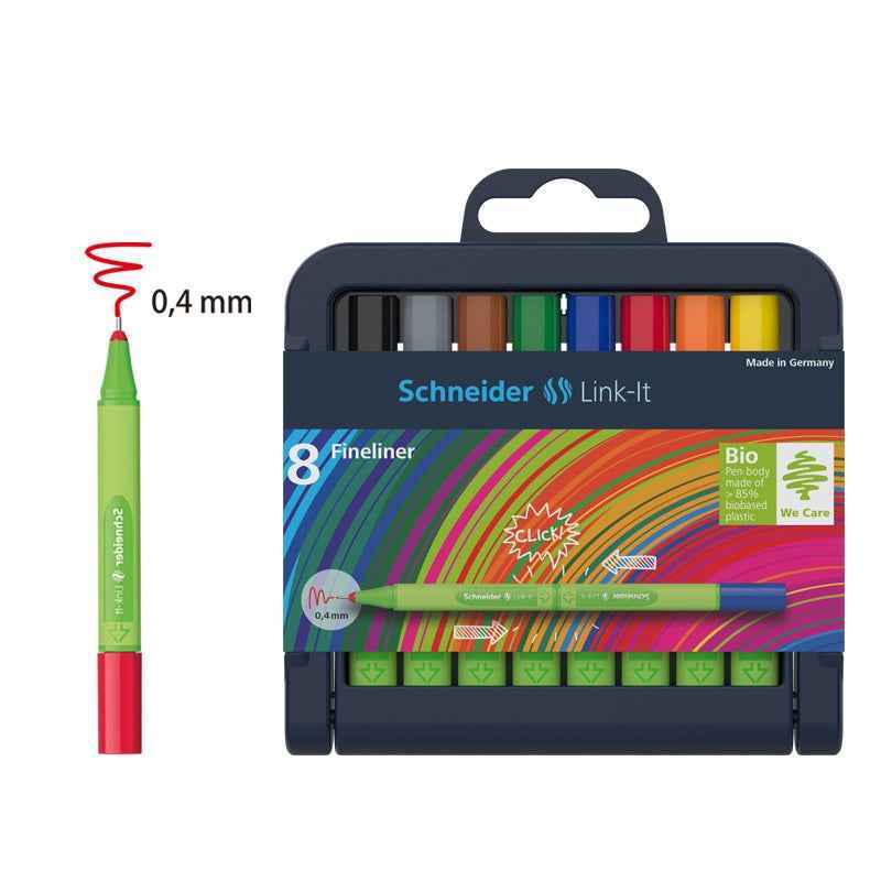 Schneider Link-It Fineliner with Stand-Up Case,0.4mm,16 Colors