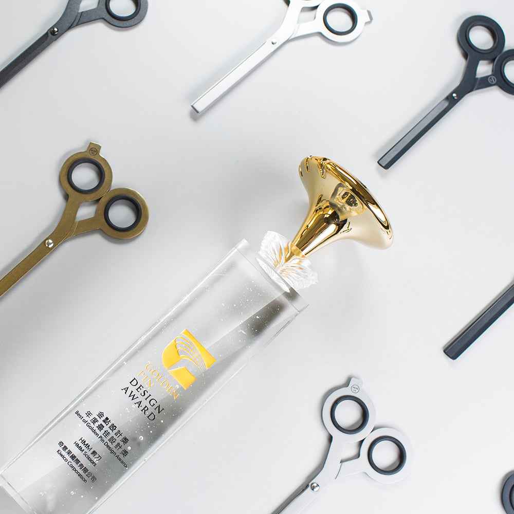 HMM Scissors with Base Black/Gold for Office
