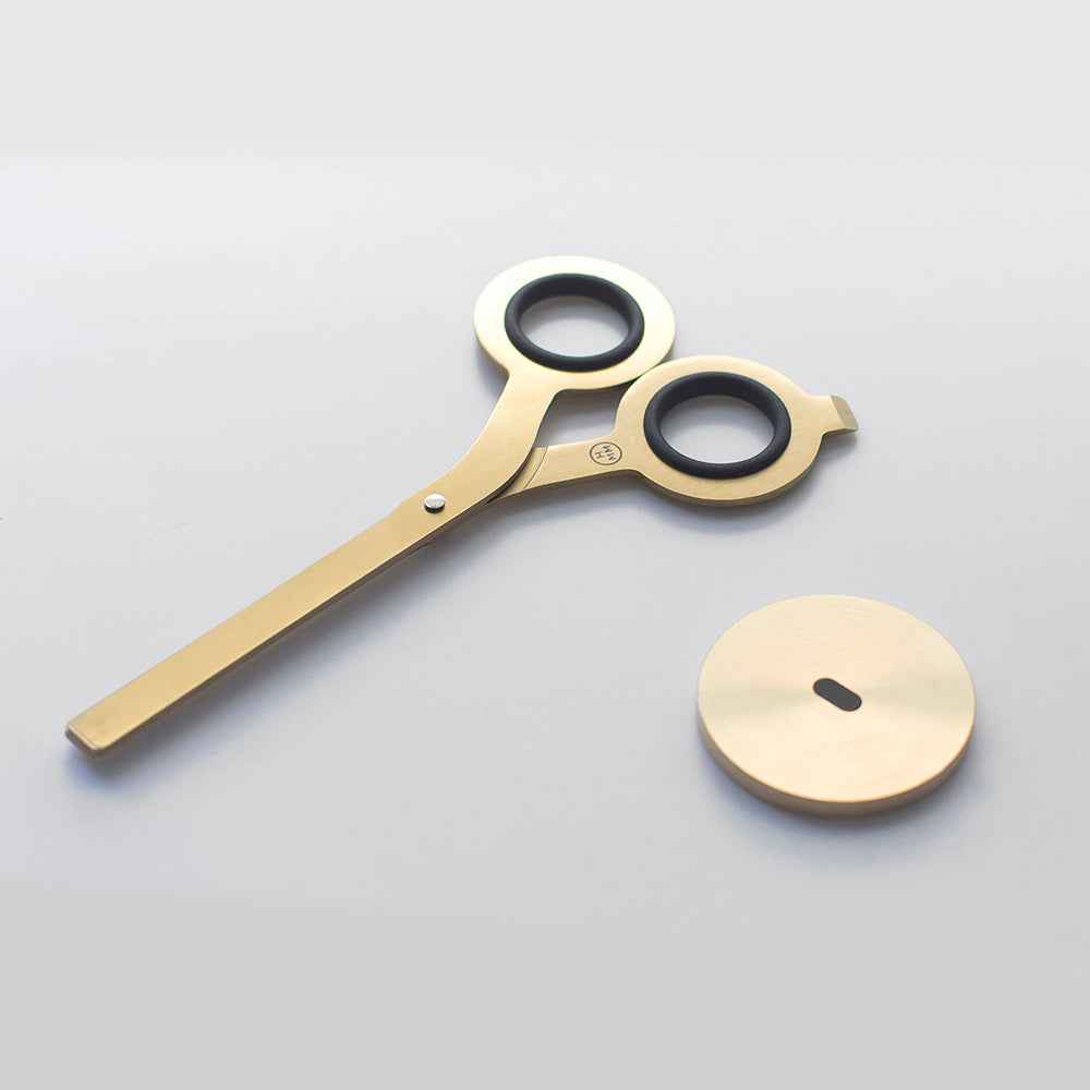 HMM Scissors with Base Black/Gold for Office
