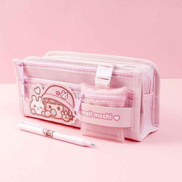 Small Mochi Large Capacity Pencil Case for Girls Cute Pink Purple