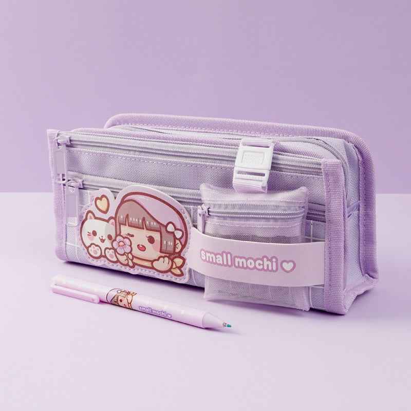 Small Mochi Large Capacity Pencil Case for Girls Cute Pink Purple