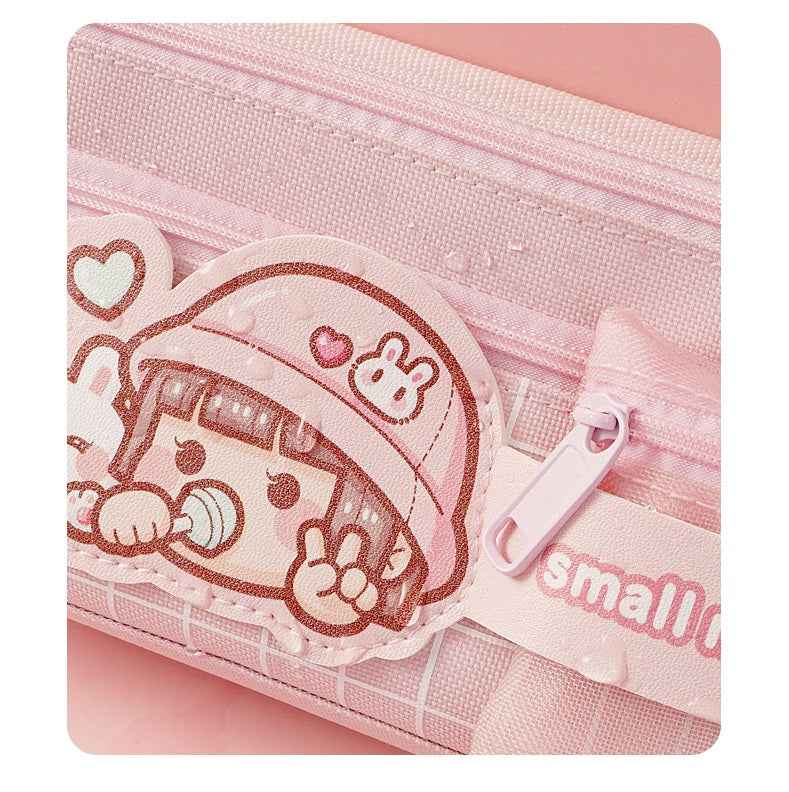 Small Mochi Large Capacity Pencil Case for Girls Cute Pink Purple