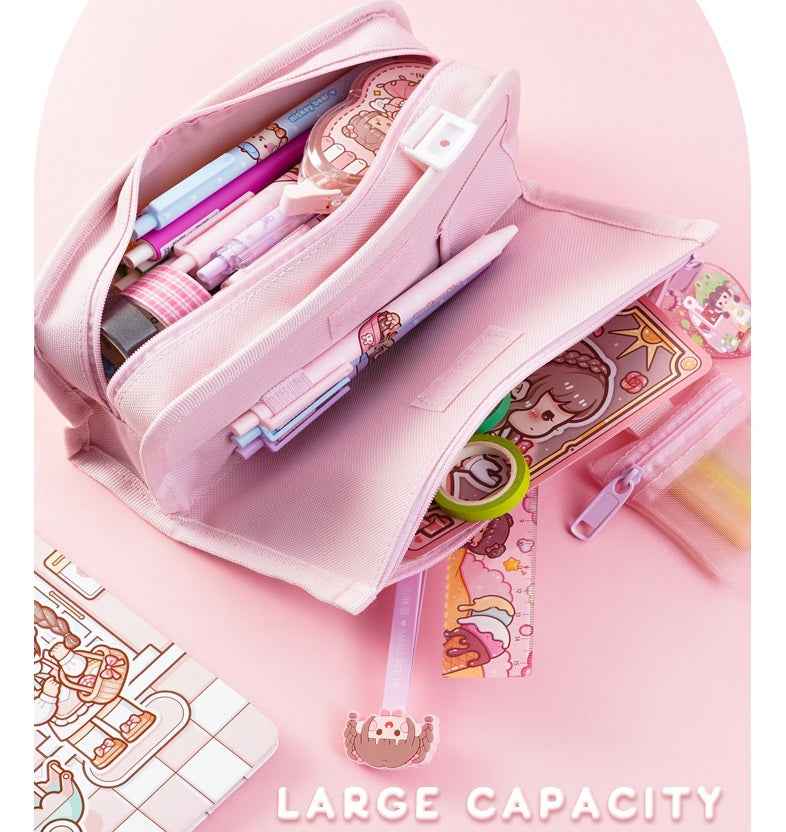 Small Mochi Large Capacity Pencil Case for Girls Cute Pink Purple