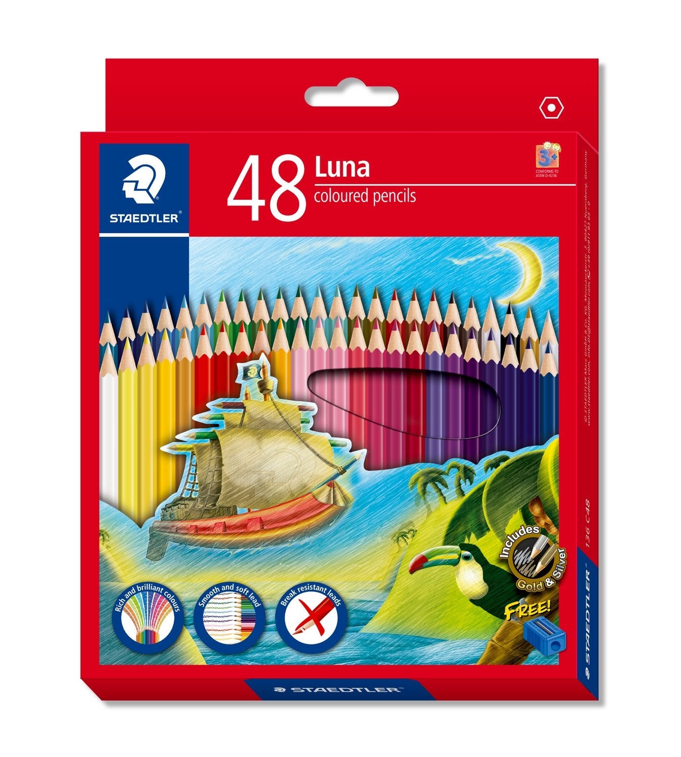 Staedtler Luna Wooden Coloured Pencil Set 12/24/36/48 Colors - TTpen
