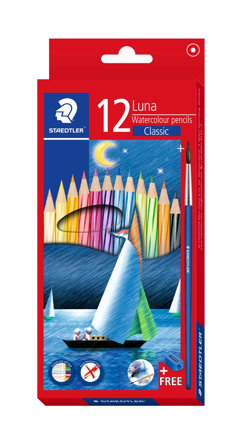 Staedtler Luna Wooden Watercolor Pencils Classic 12/24/36/48 Colors