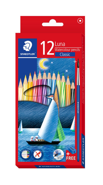 Staedtler Luna Wooden Watercolor Pencils Classic 12/24/36/48 Colors
