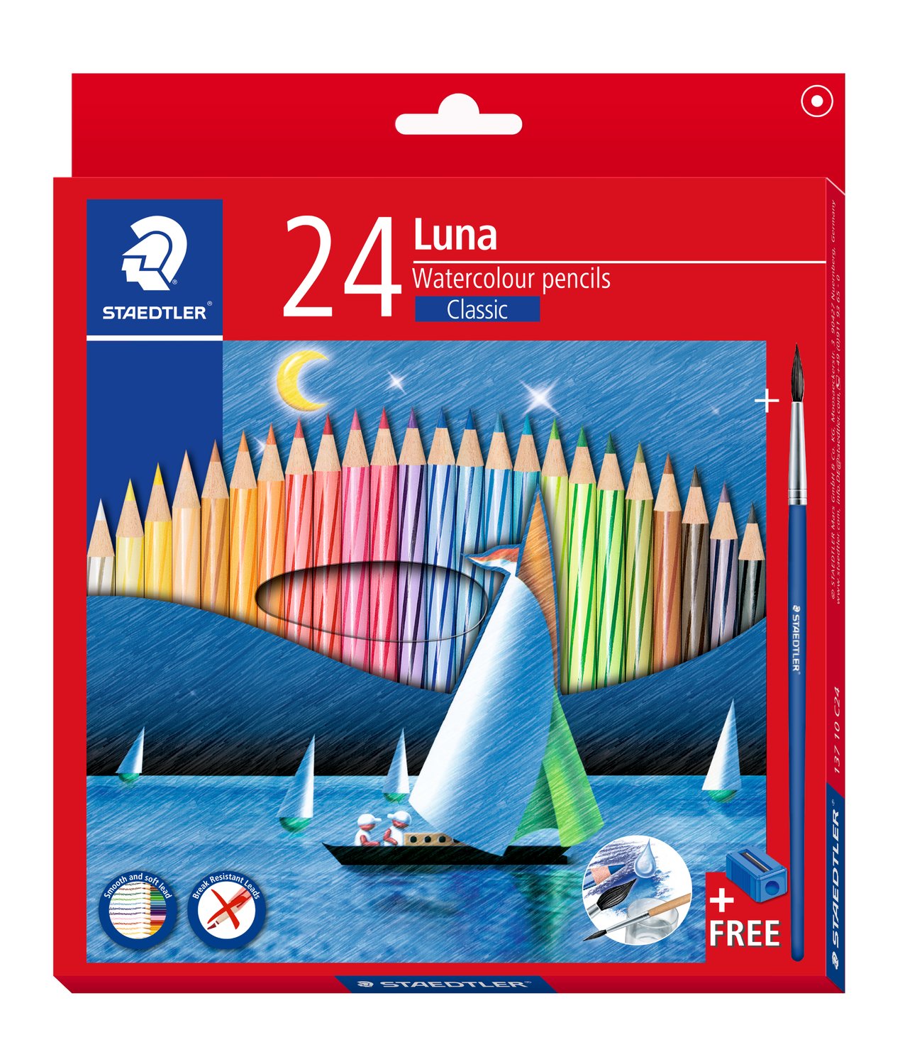 Staedtler Luna Wooden Watercolor Pencils Classic 12/24/36/48 Colors