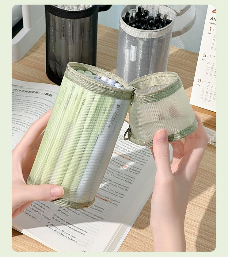 Minimalist Stand Mesh Pencil Case School Supplies for Students