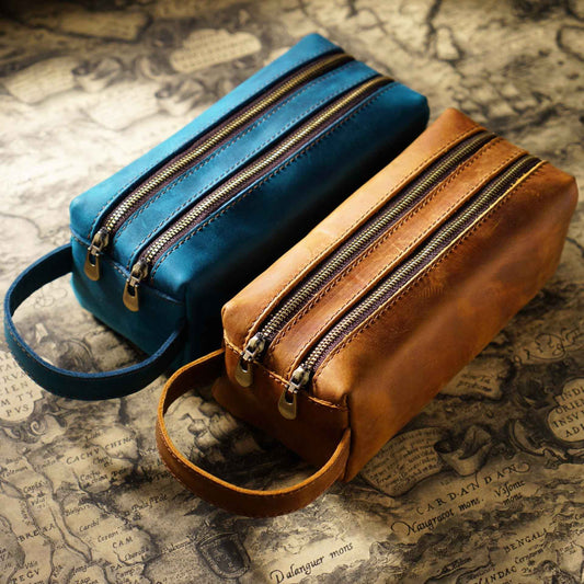Vintage Leather Pen Pouch Big Capacity Pencil Case with 2 Compartment - TTpen