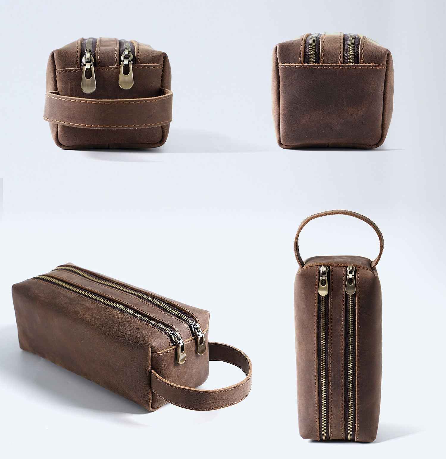 Vintage Leather Pen Pouch Big Capacity Pencil Case with 2 Compartment - TTpen