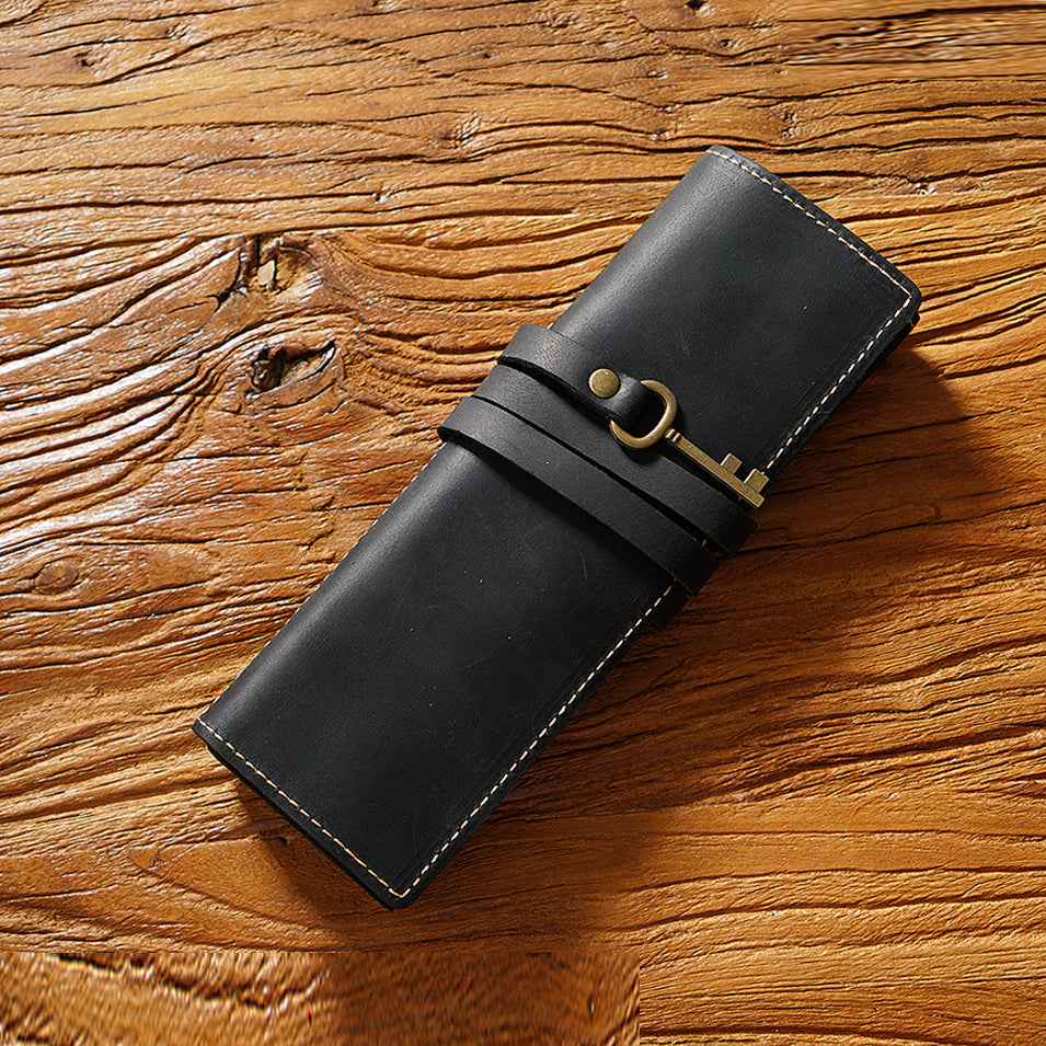 Roll-Up Leather Wrap Pen Pouch with 4 Slots - TTpen