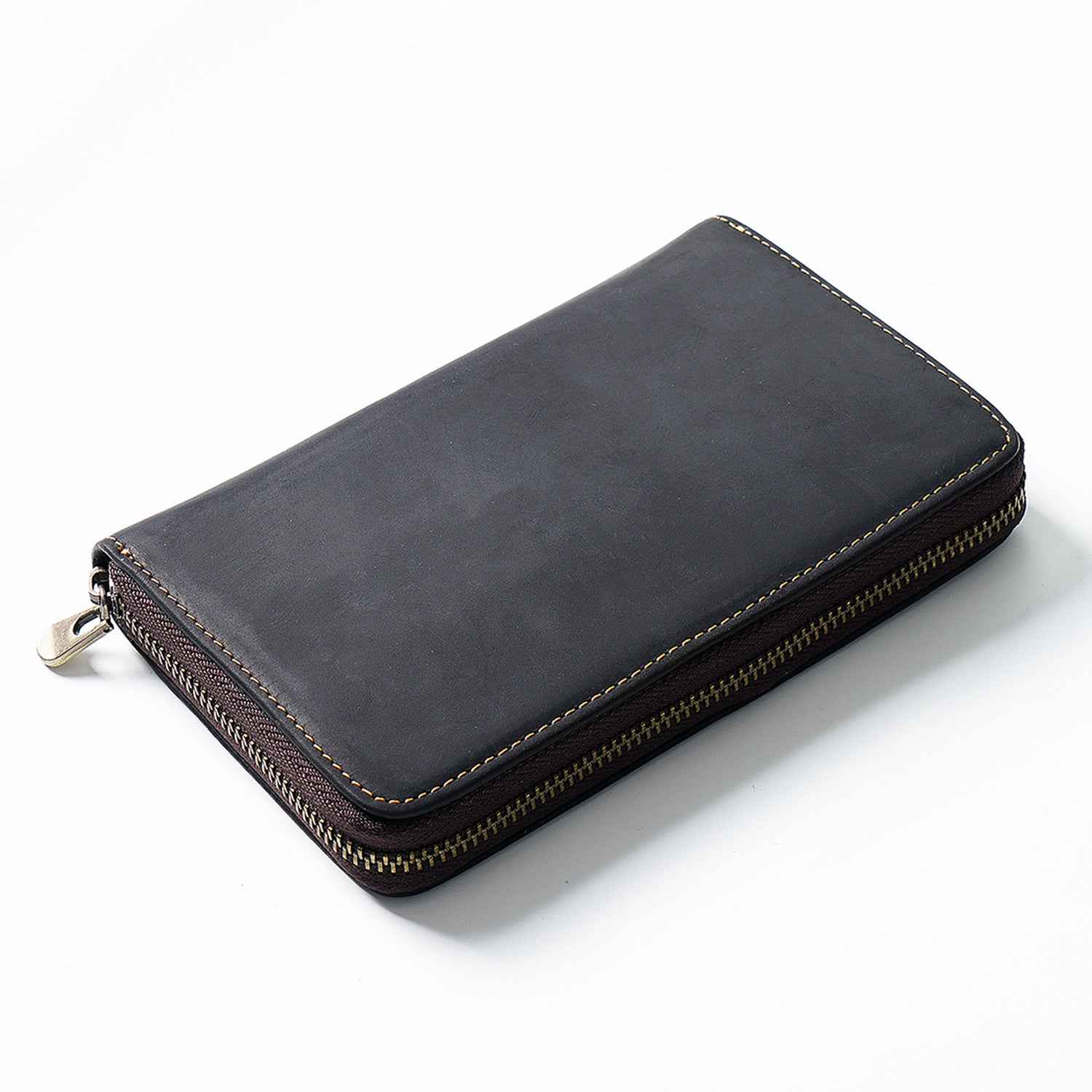 Leather Zippered Pen Organizer Case with 5 Slots and Net Holder - TTpen