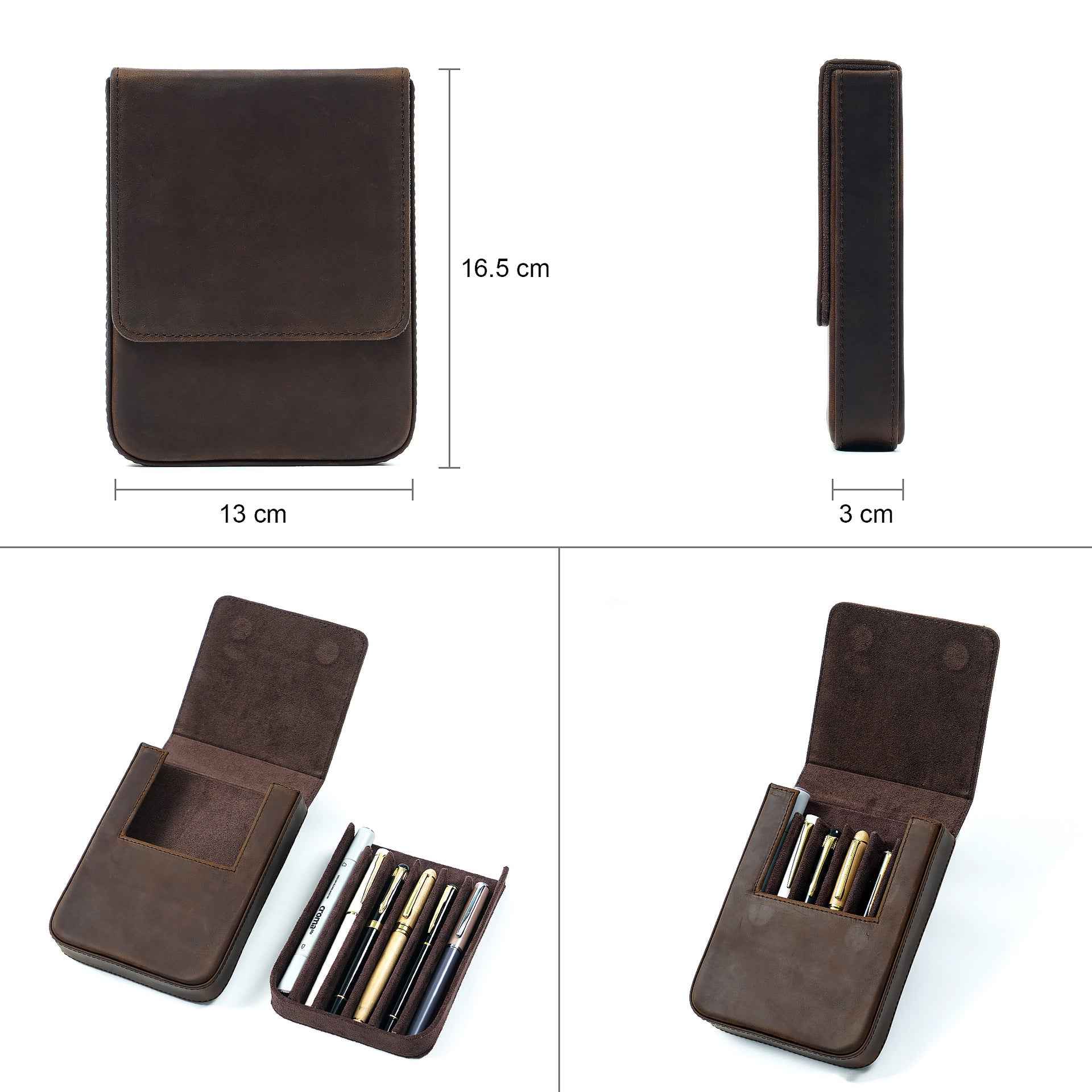 Vintage Leather Pen Case Storage with 6 Slots - TTpen