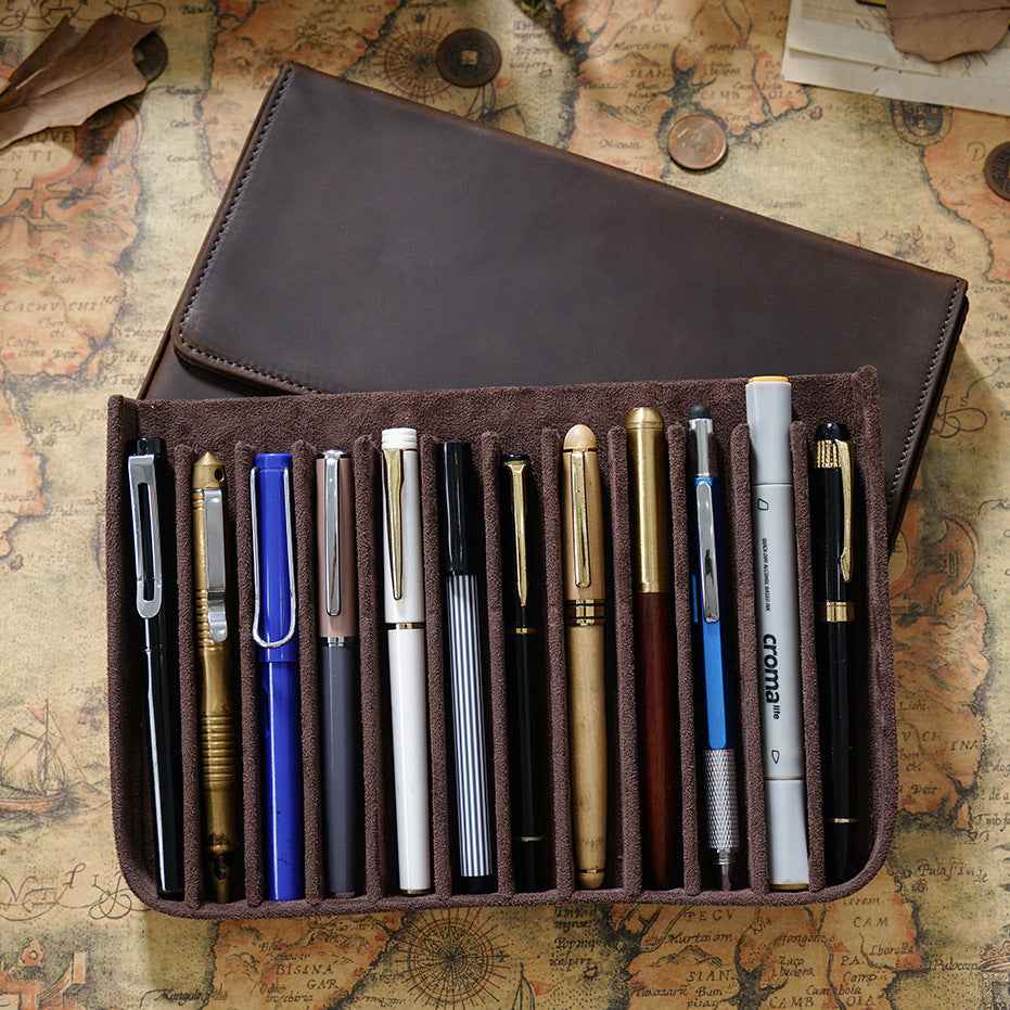 Leather Pen Case Storage with 12 Slots - TTpen