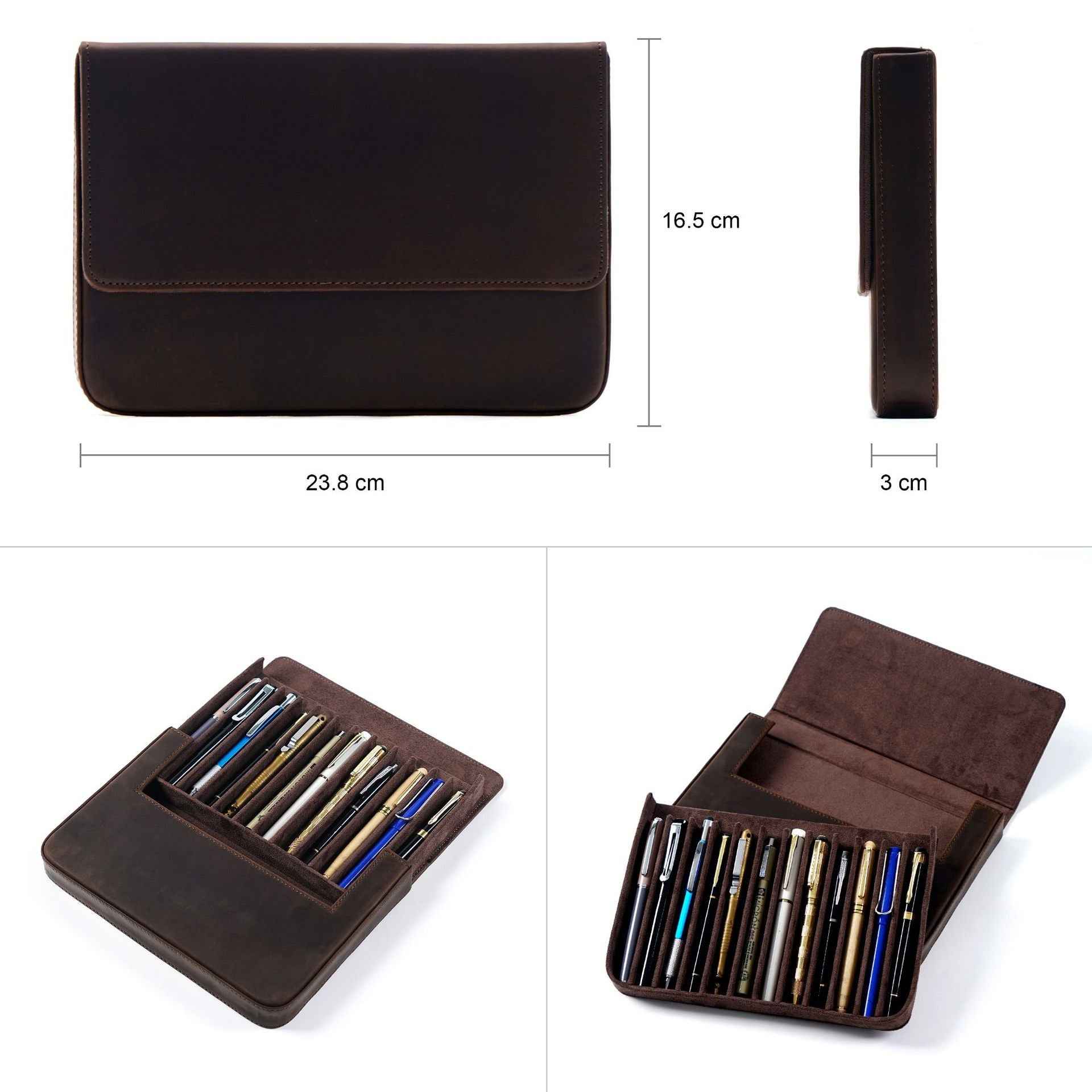 Leather Pen Case Storage with 12 Slots - TTpen