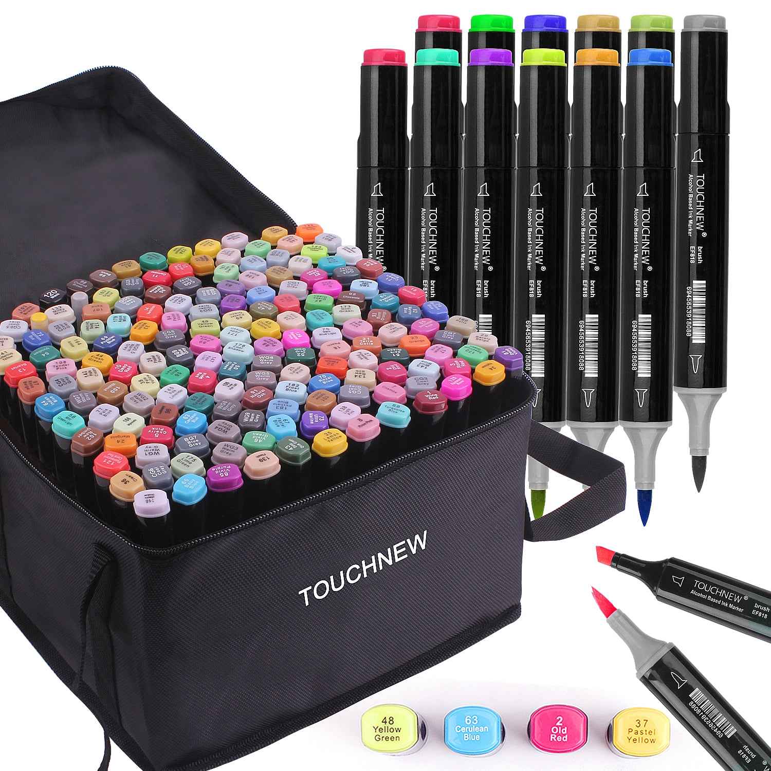 TOUCHNEW Brush Markers 168 Full Colors Set Dual Tips Alcohol Based - TTpen