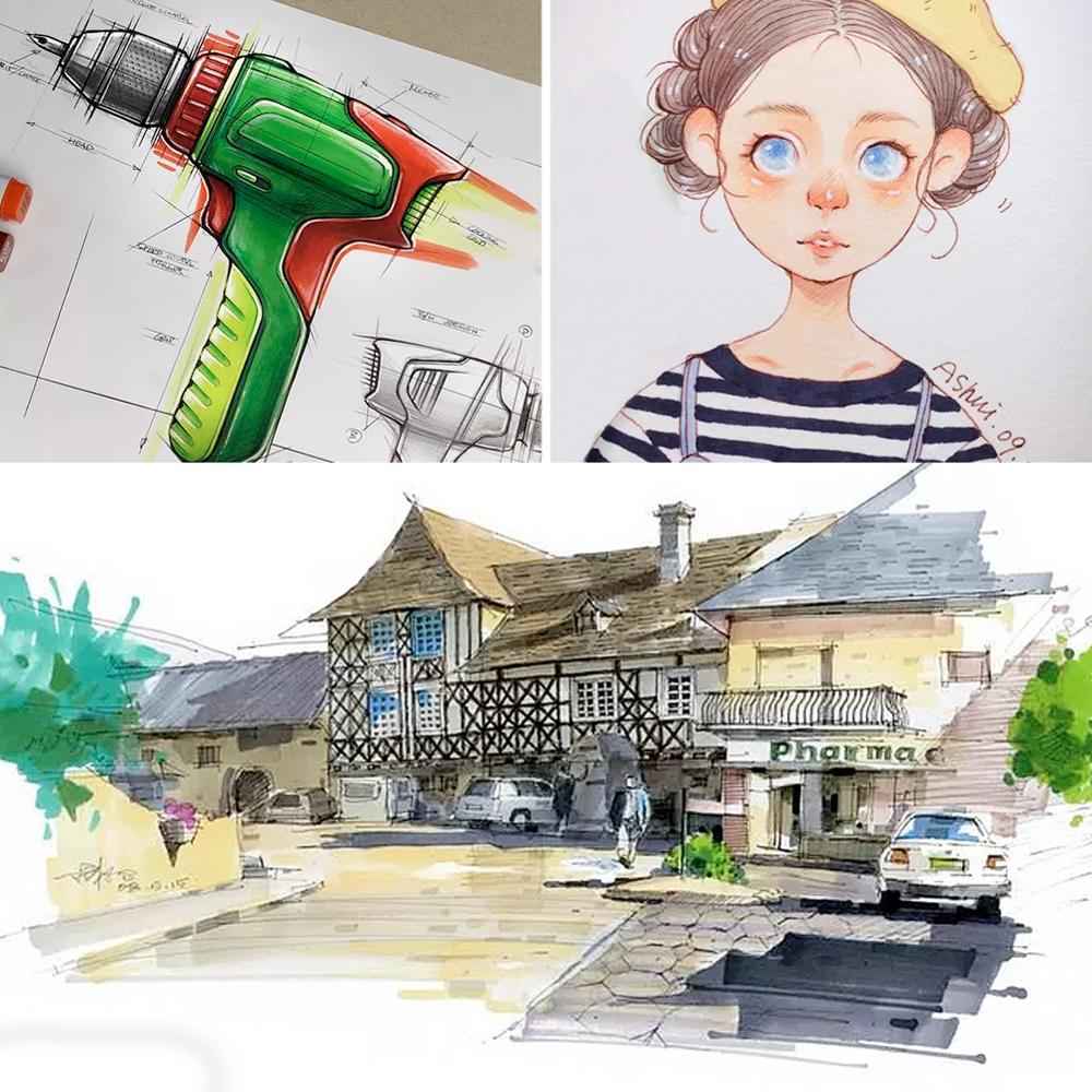 TOUCHNEW 60 Color Sketch Markers Animation Design Set with Carry Bag - TTpen