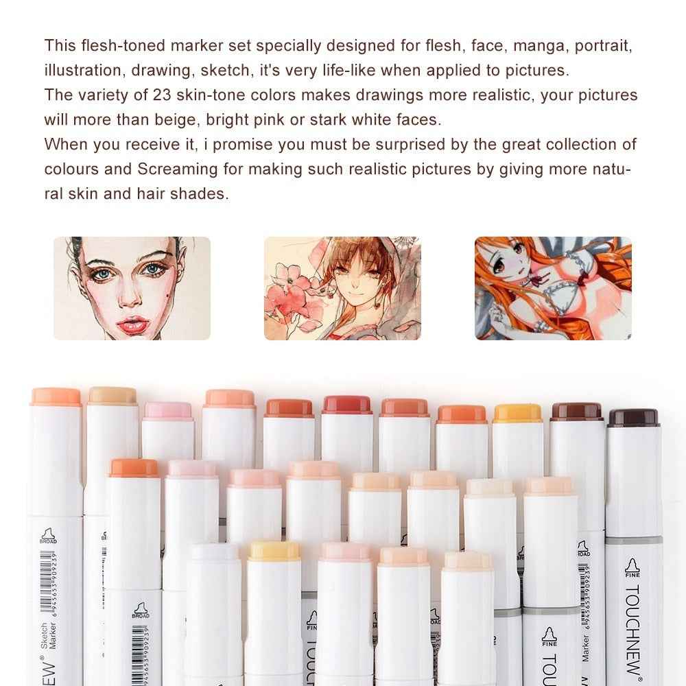 TOUCHNEW 36 Colors Skin Tone Art Alcohol Markers - TTpen