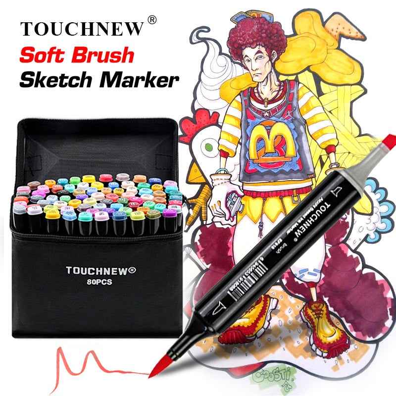 TOUCHNEW 80 Color Dual Tip Alcohol Brush Markers - TTpen