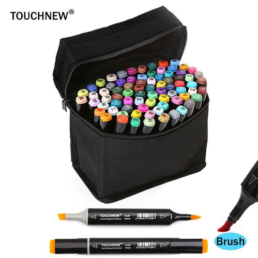 TOUCHNEW 60 Color Dual Tips Alcohol Based Brush Art Markers - TTpen