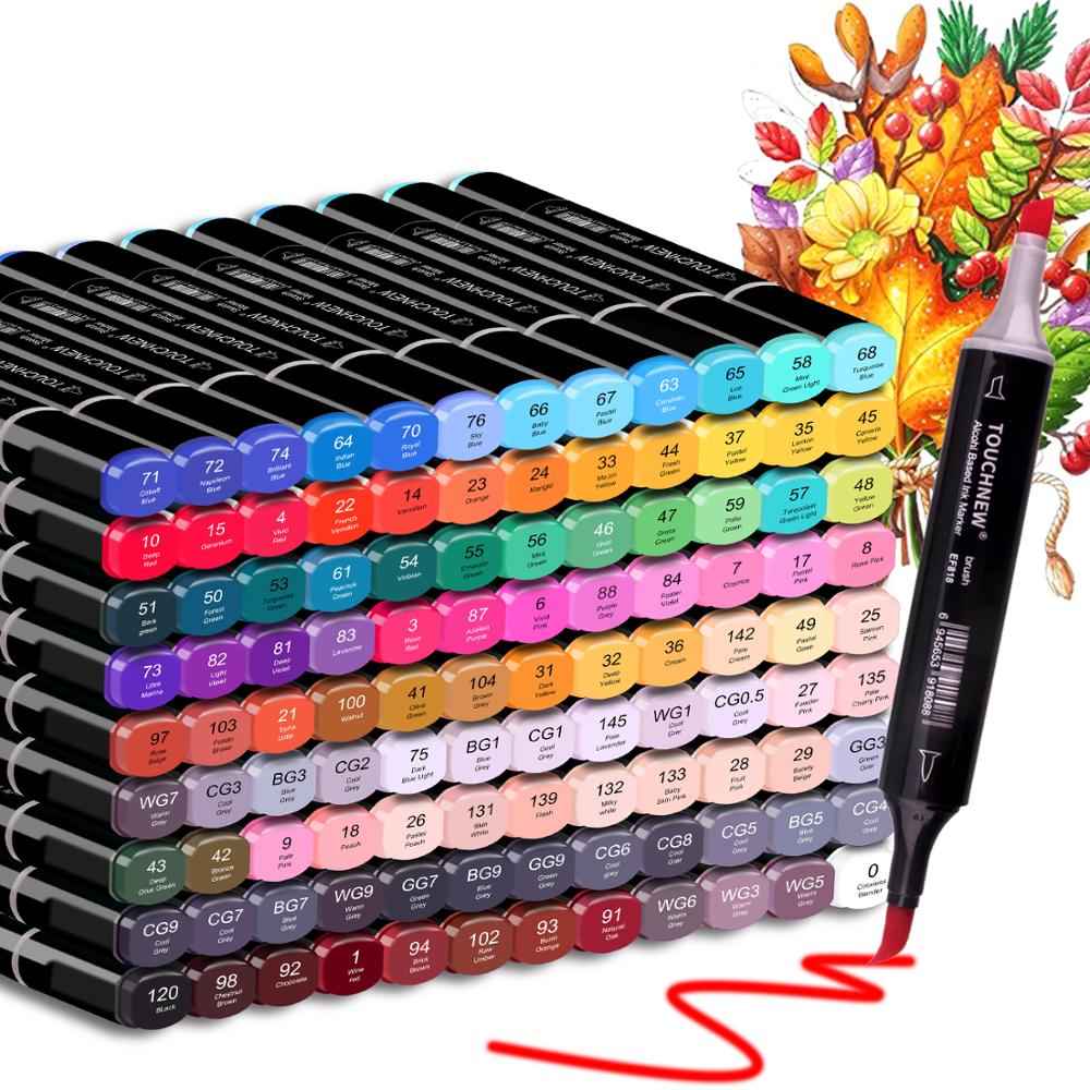TOUCHNEW Brush Markers 168 Full Colors Set Dual Tips Alcohol Based - TTpen