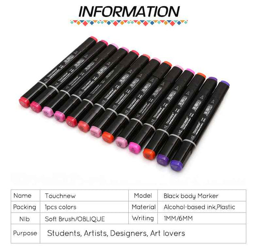 TOUCHNEW 40 Color Alcohol Twin Markers Brush Tip - TTpen