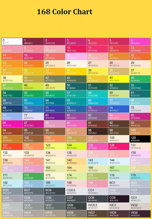 TOUCHNEW T7 168 Full Color Set Alcohol Based Sketch Art Markers - TTpen