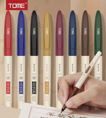 TOME Brush Marker Pens – 8-Color Soft Tip Calligraphy & Drawing Pens