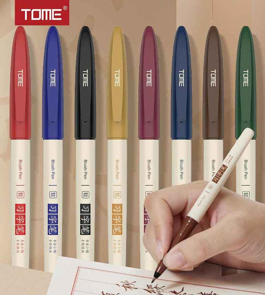 TOME Brush Marker Pens – 8-Color Soft Tip Calligraphy & Drawing Pens