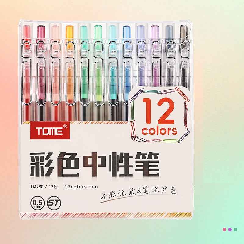 TOME Click Color Gel Pen Set 12 Vibrant 0.5mm Colored Journaling Pens