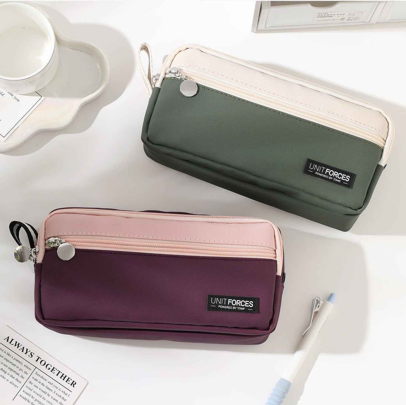 TOME 3-Layer Large Capacity Pen Bag Stationery Organizer Waterproof