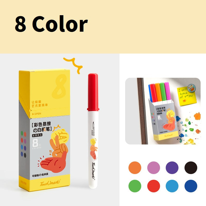 Touchmark Washable Whiteboard Markers – 8/12 Colors, Magnetic Case