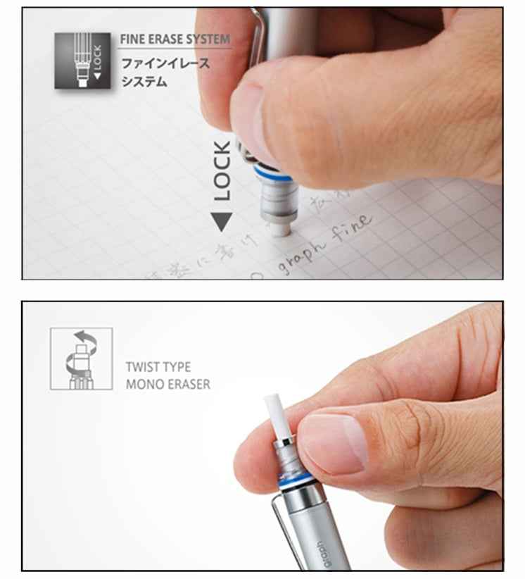 Tombow MONO Graph Fine Mechanical Pencil - 0.5 mm - Silver/Black