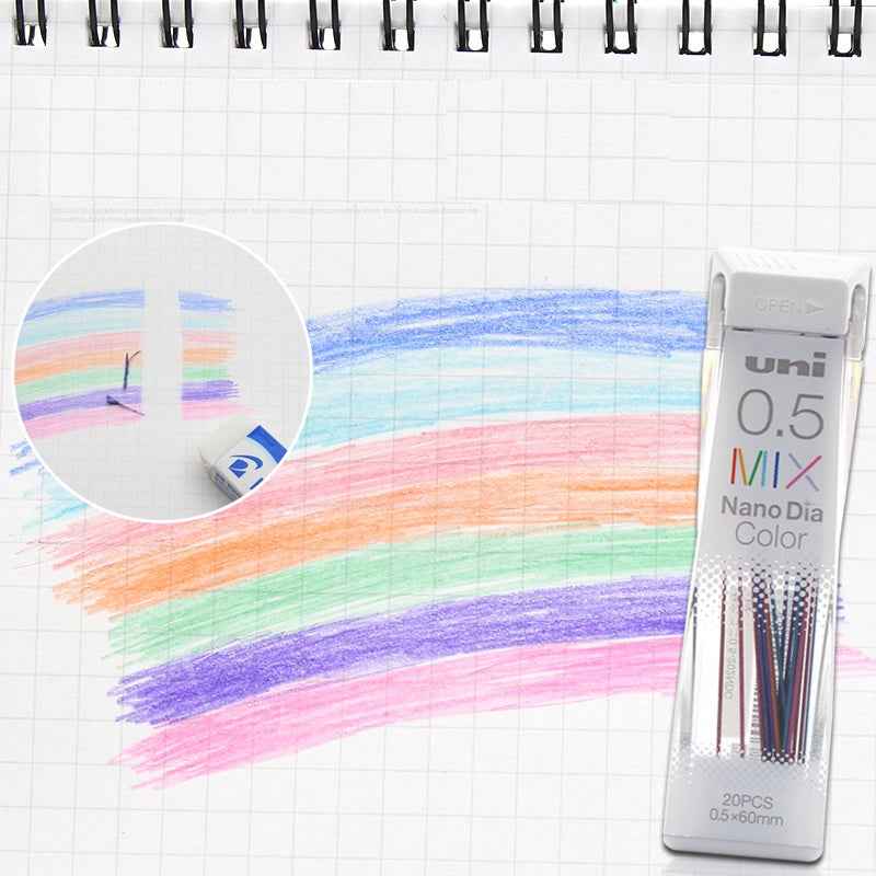 Uni NanoDia Color Mechanical Pencil Leads 0.5mm 7 Color MIX, 3 Pack