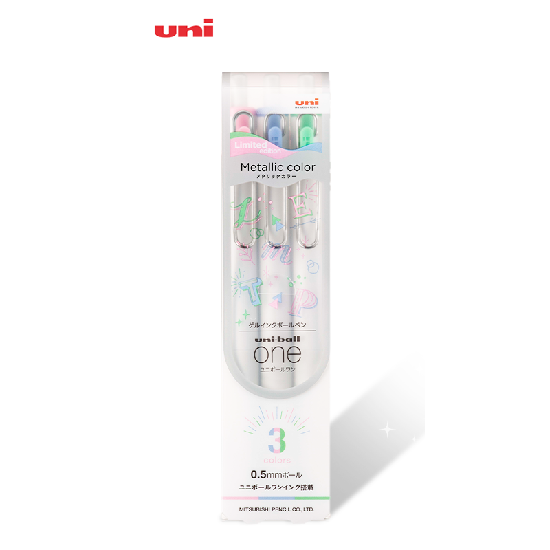 Uni-ball One Gel Pen - 0.5 mm - 3 Metallic Color Set - Limited Edition