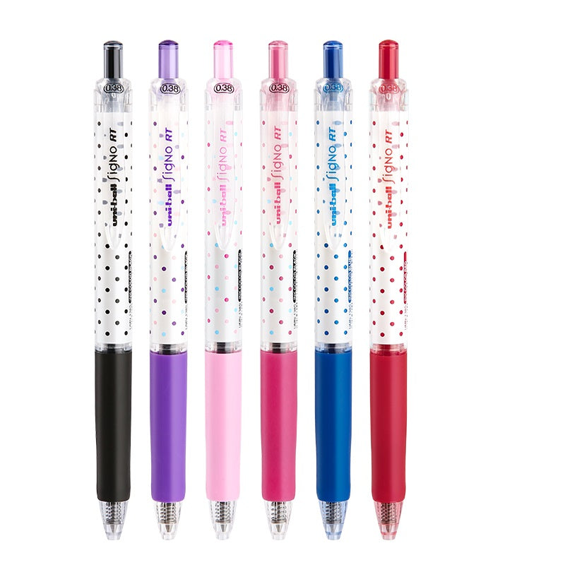 Uni-ball Signo RT Clicker Gel Pen 0.38mm Polka Dots 6-Pack