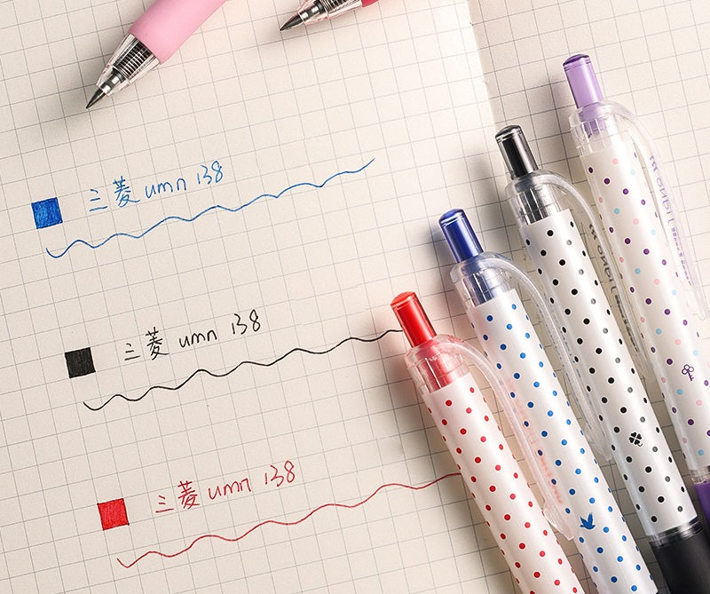 Uni-ball Signo RT Clicker Gel Pen 0.38mm Polka Dots 6-Pack