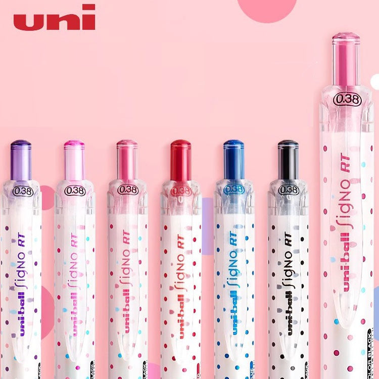 Uni-ball Signo RT Clicker Gel Pen 0.38mm Polka Dots 6-Pack