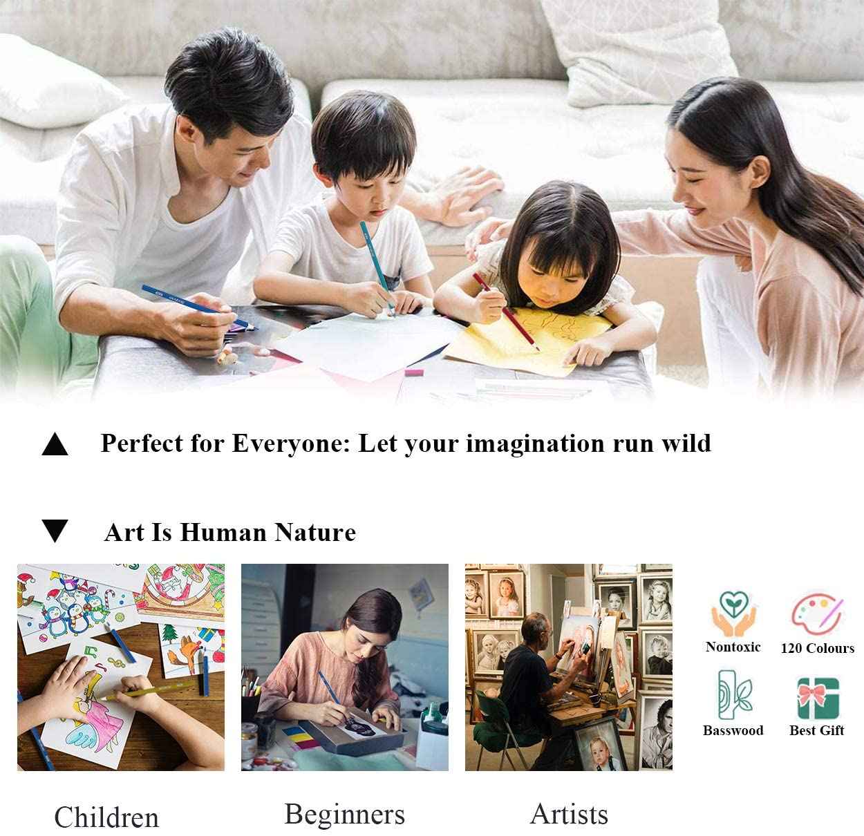 BRUTFUNER 150 Color Professional Watercolor Pencil Set Art Supplies - TTpen